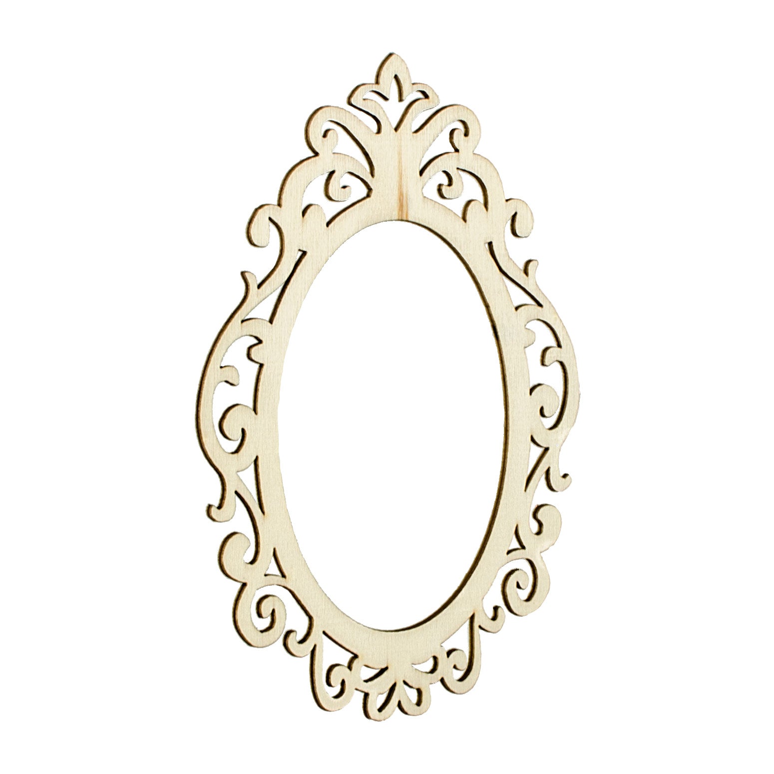 5.75" Wooden Cut Filagree Oval Frame: Natural detail photo 3
