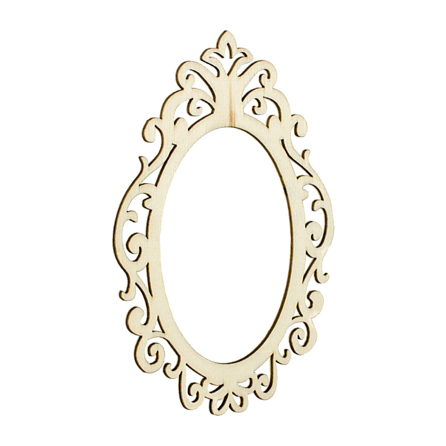 5.75" Wooden Cut Filagree Oval Frame: Natural detail photo 3