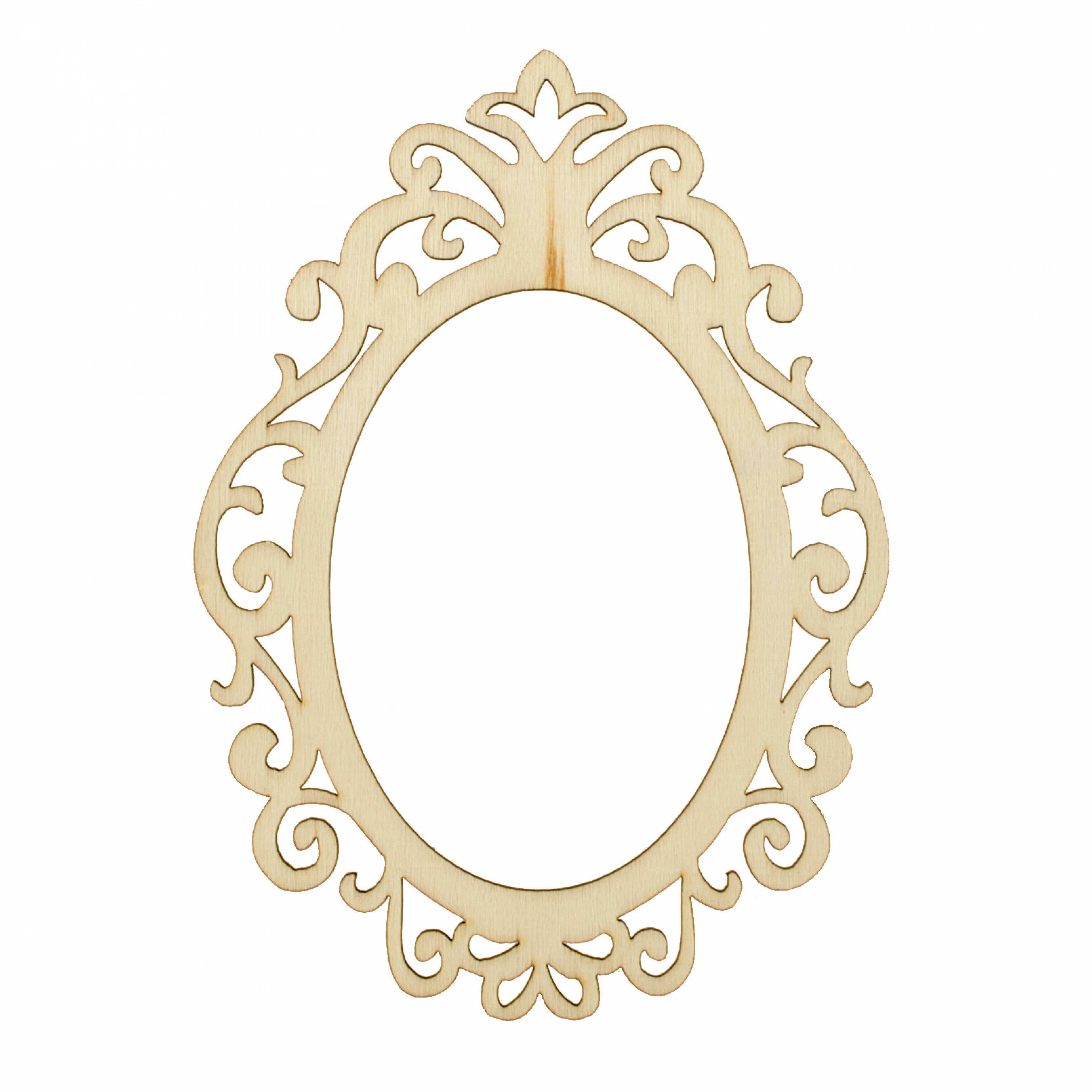 5.75" Wooden Cut Filagree Oval Frame: Natural Item Number: AB2315
