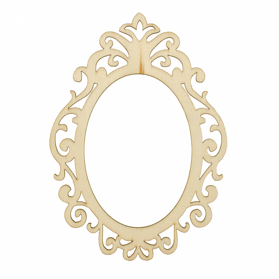 5.75" Wooden Cut Filagree Oval Frame: Natural Item Number: AB2315