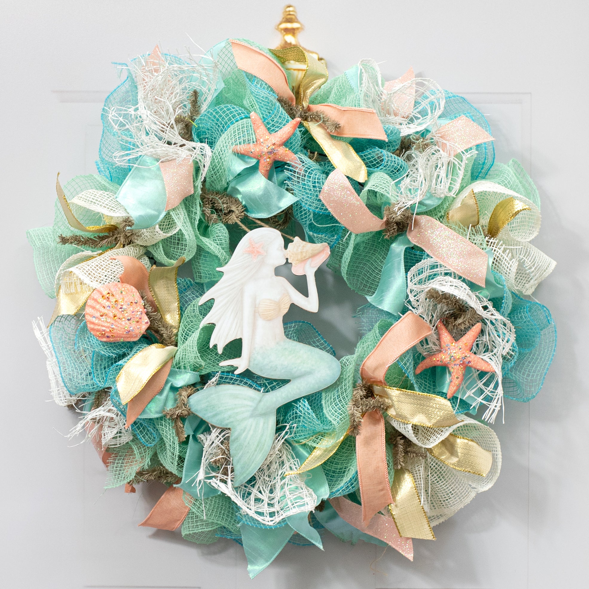 12" Wooden Cutout Sign: Shell Mermaid Lifestyle Photo