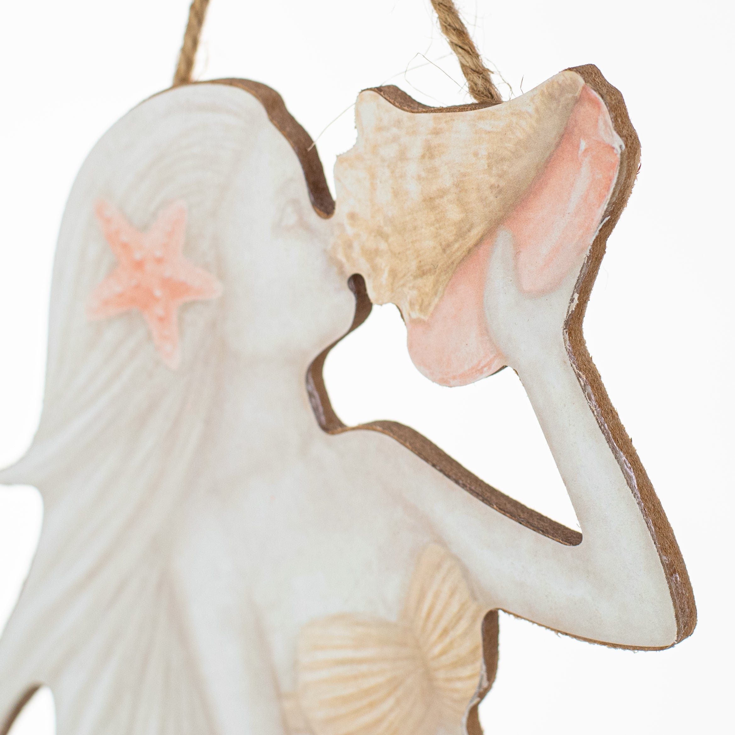 12" Wooden Cutout Sign: Shell Mermaid detail photo 3