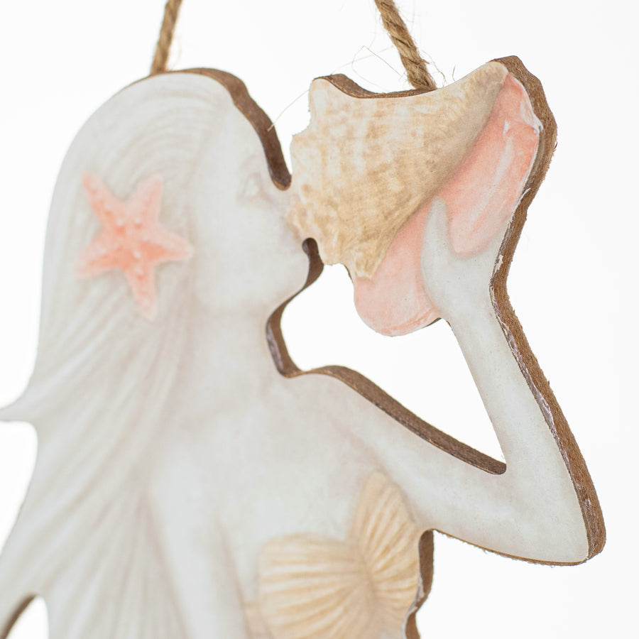 12" Wooden Cutout Sign: Shell Mermaid detail photo 3