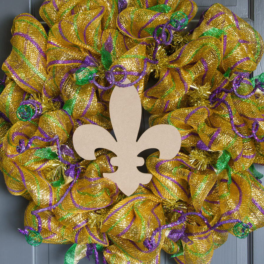 10" Wooden Fleur De Lis Decoration: Natural detail photo 3