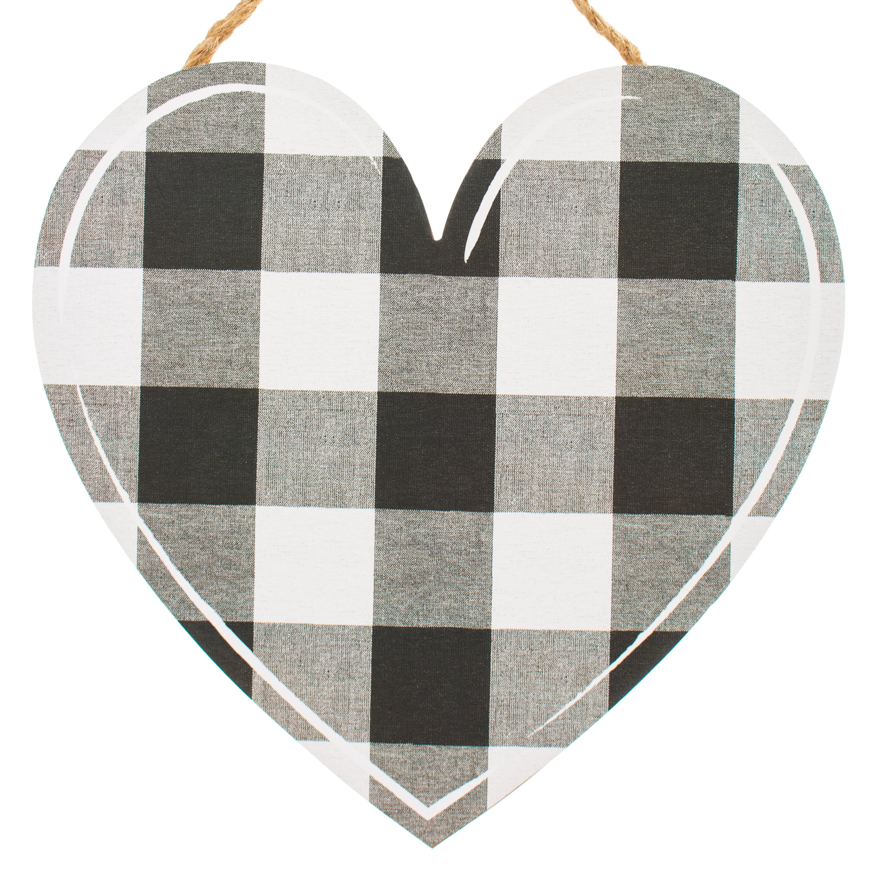 12" Wooden Heart: Black Check Item Number: AP858302