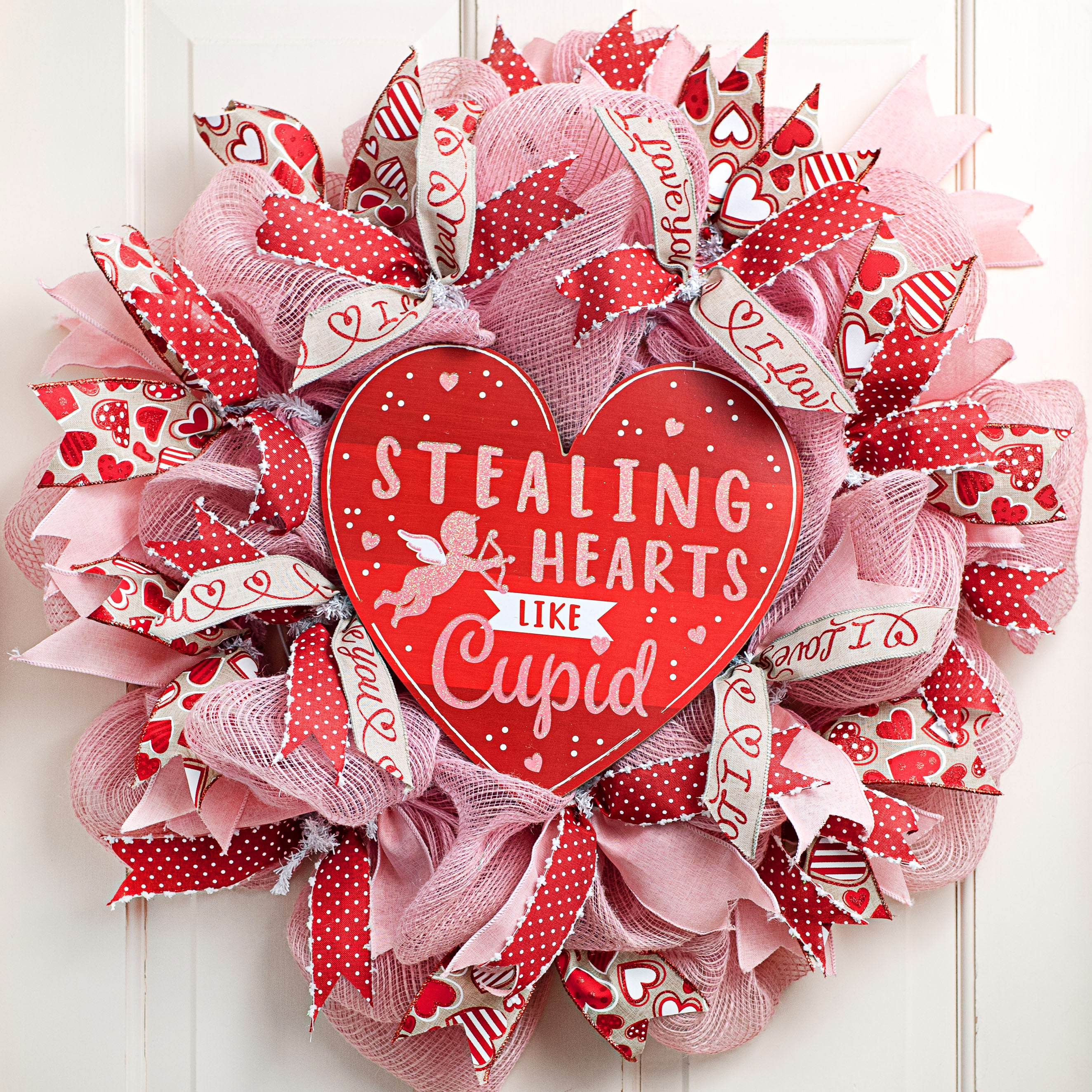 12" Wooden Heart Sign: Stealing Hearts Cupid Glitter Lifestyle Photo