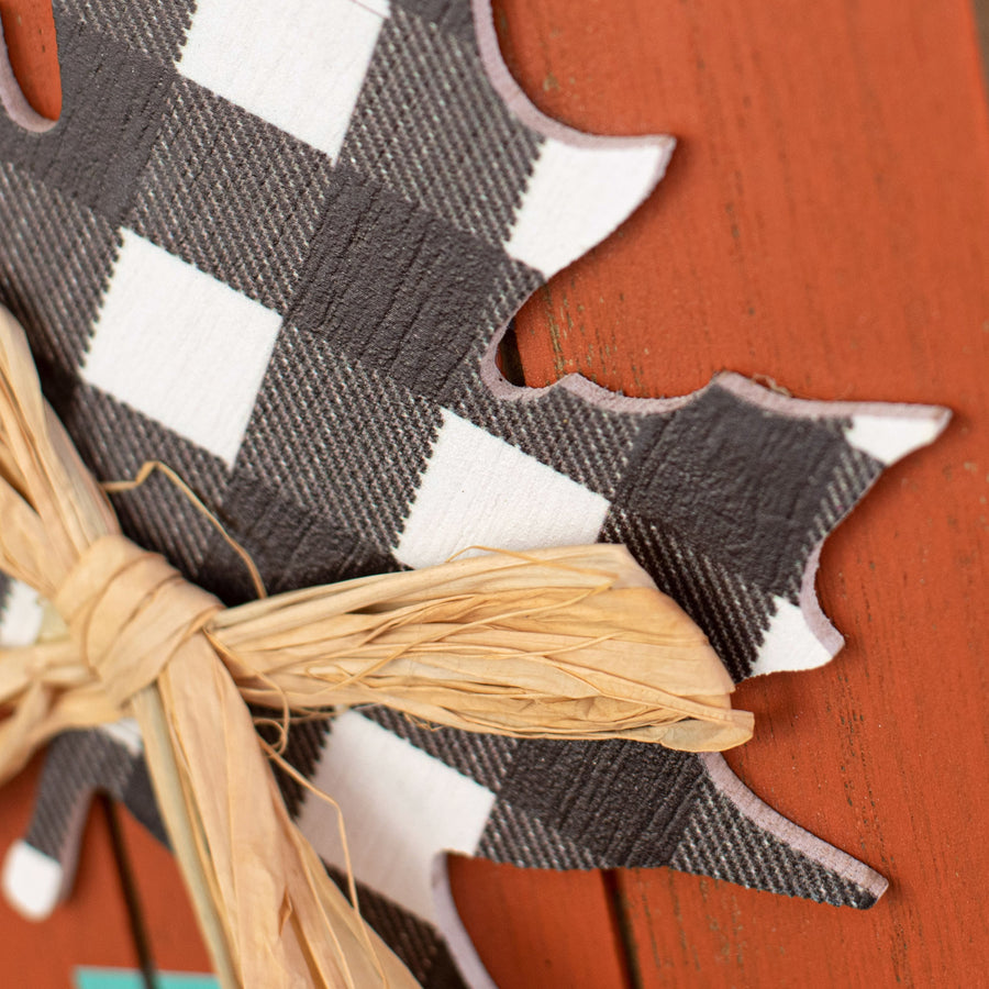 23" Wooden Hello Fall Maple Sign detail photo 3