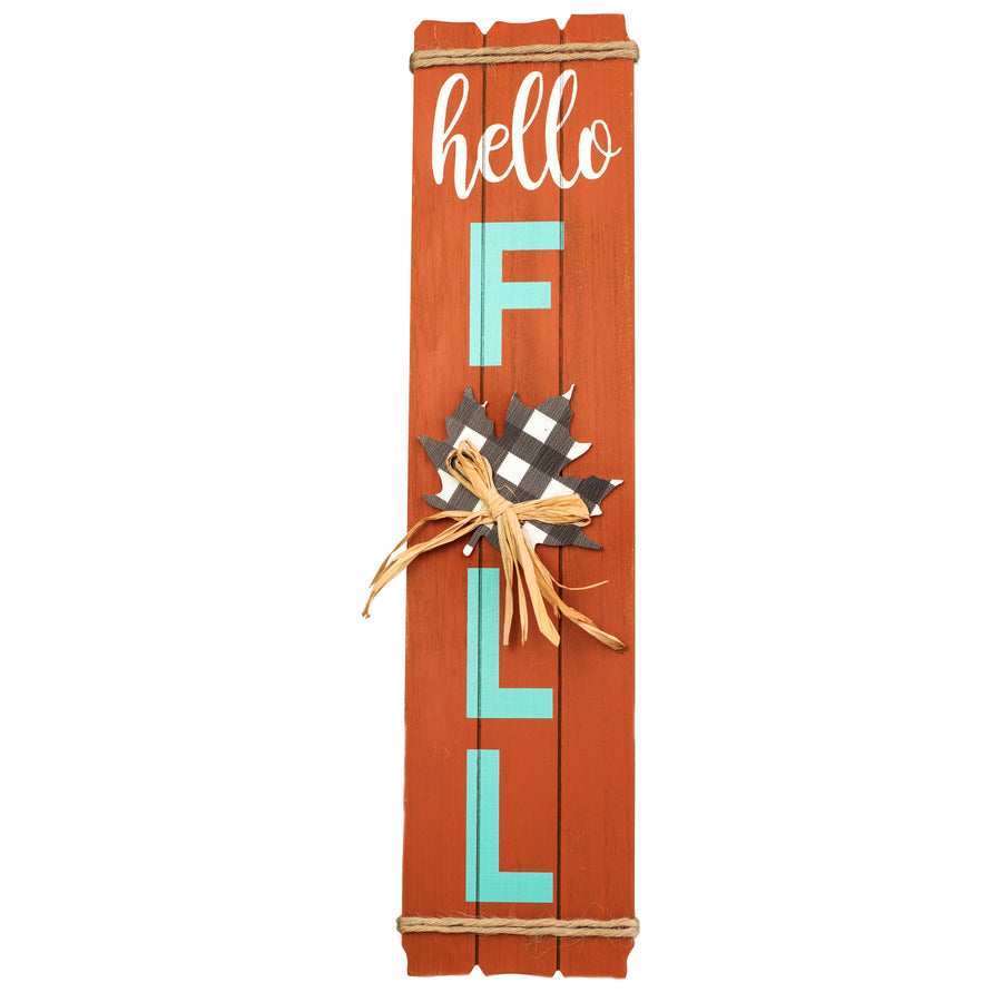 23" Wooden Hello Fall Maple Sign Item Number: 56594OR