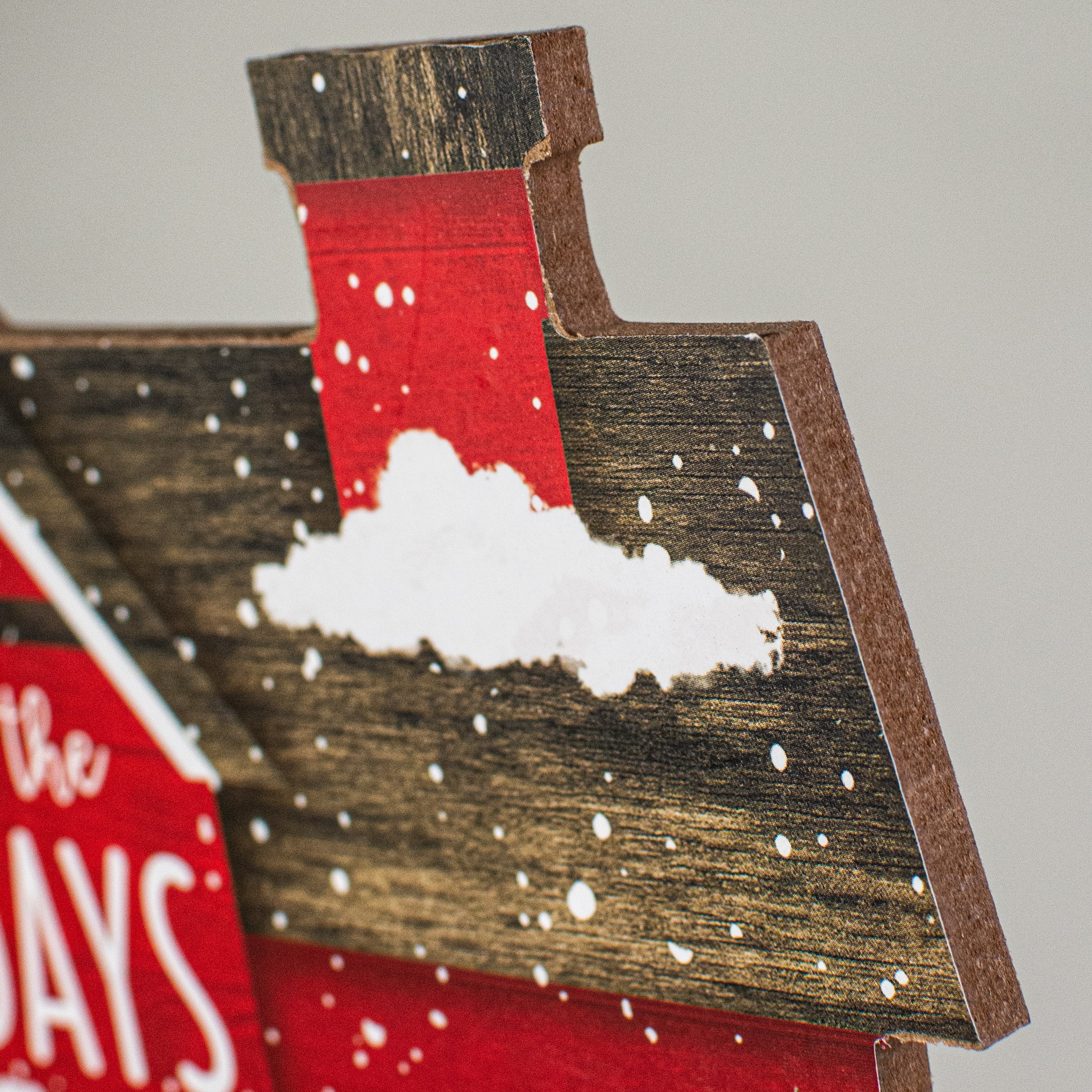 11" Wooden House Sign: Home for the Holidays detail photo 3