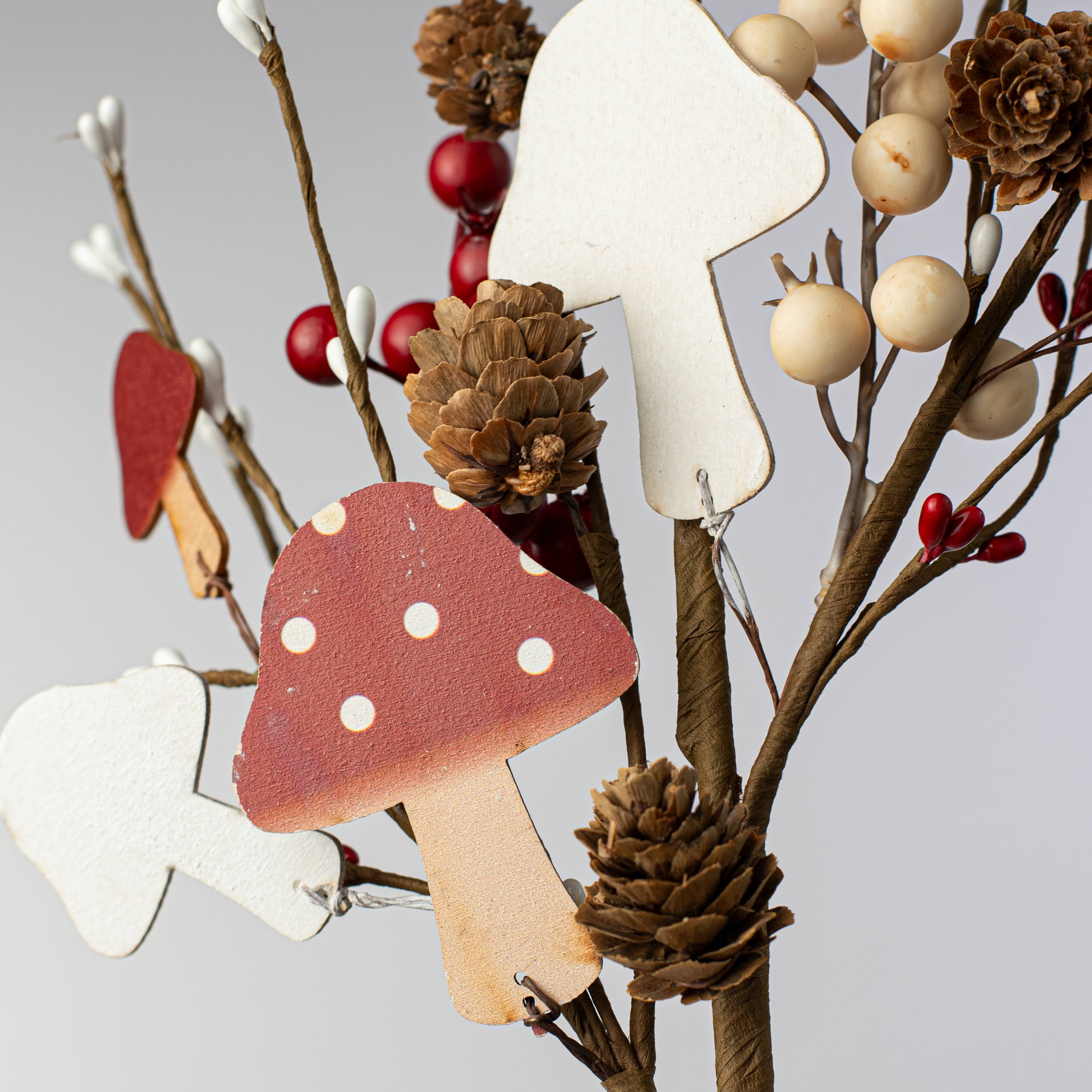 31" Wooden Mushroom & Berry Spray detail photo 4