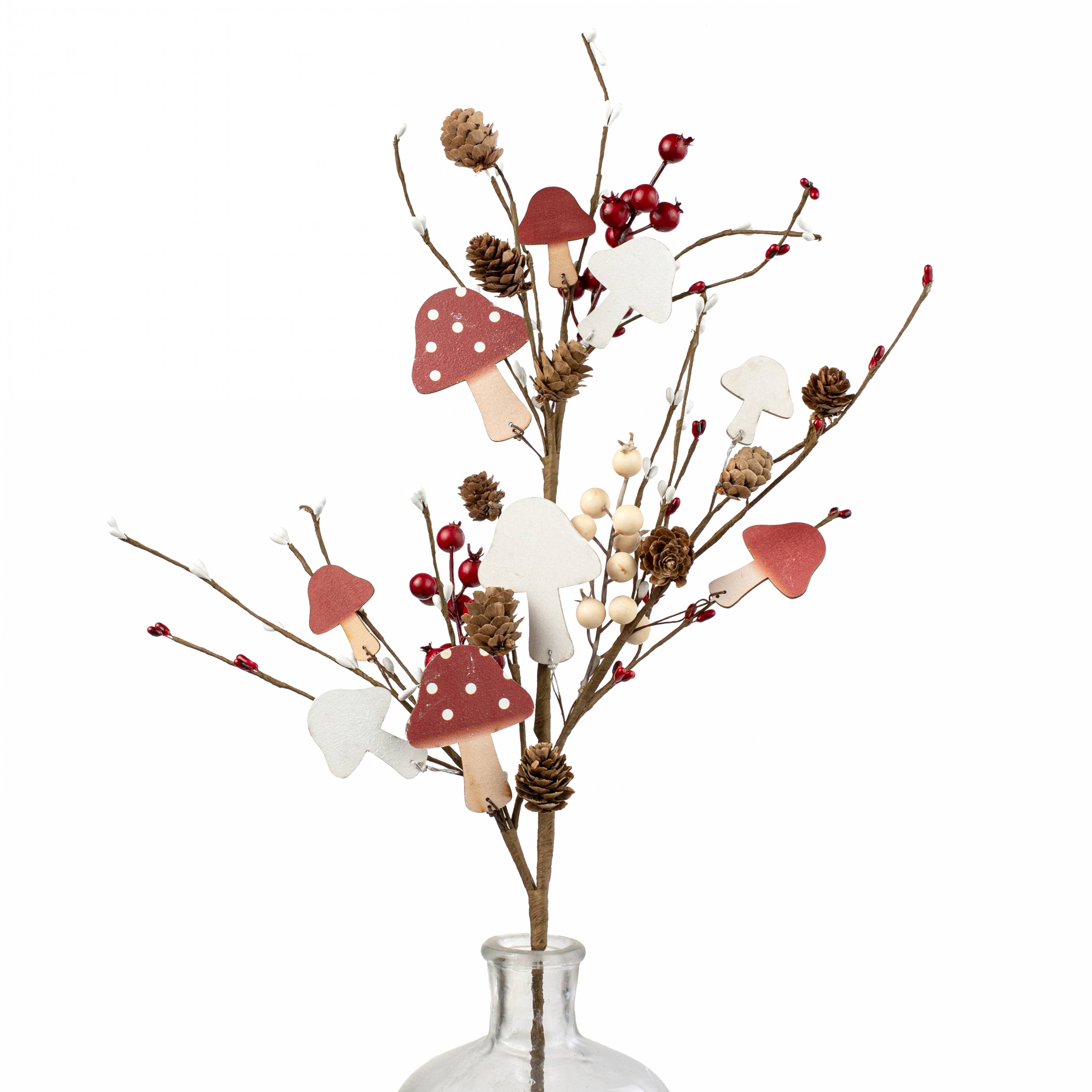 31" Wooden Mushroom & Berry Spray Item Number: 64476-CROR