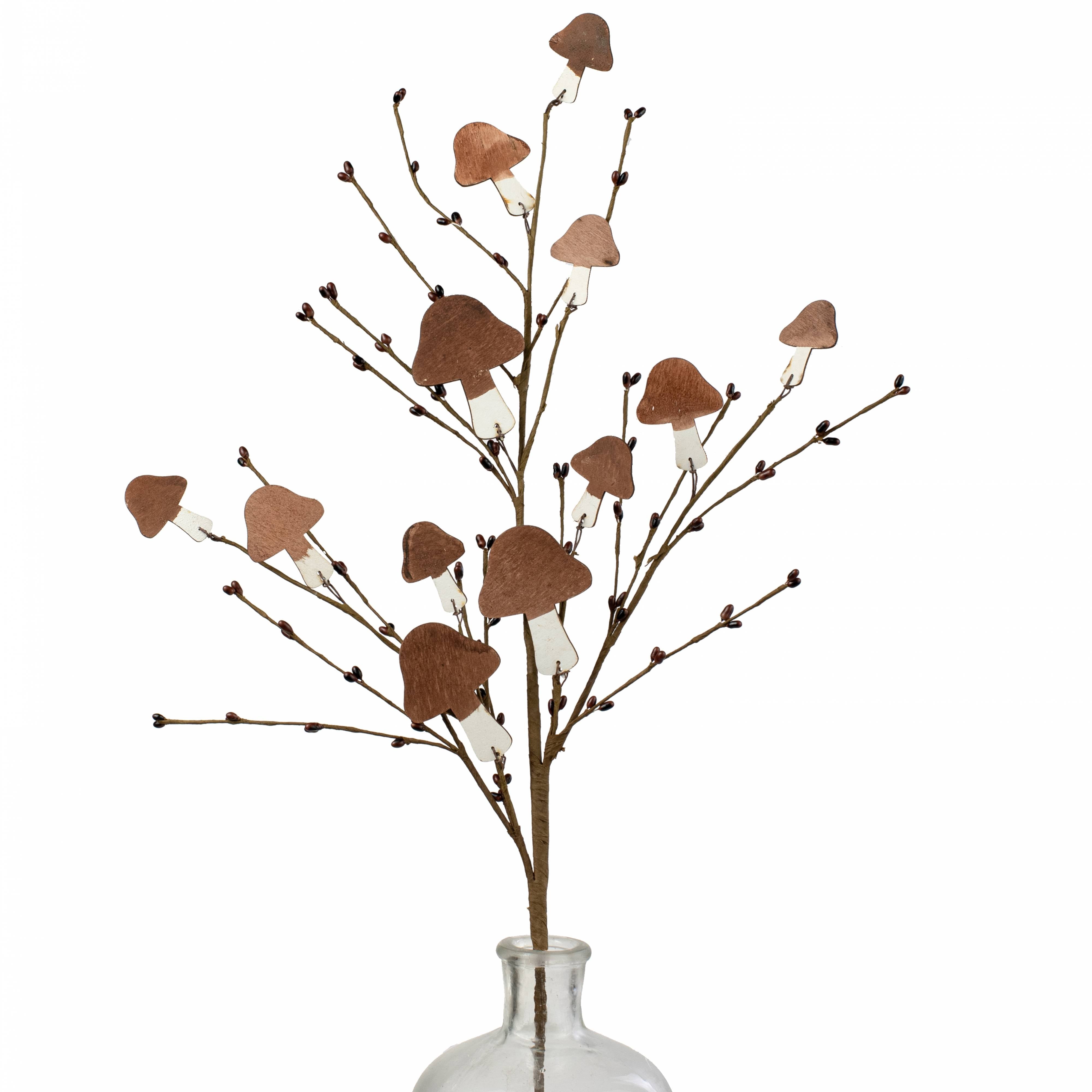 33" Wooden Mushroom & Pip Spray Item Number: 64487-BRN