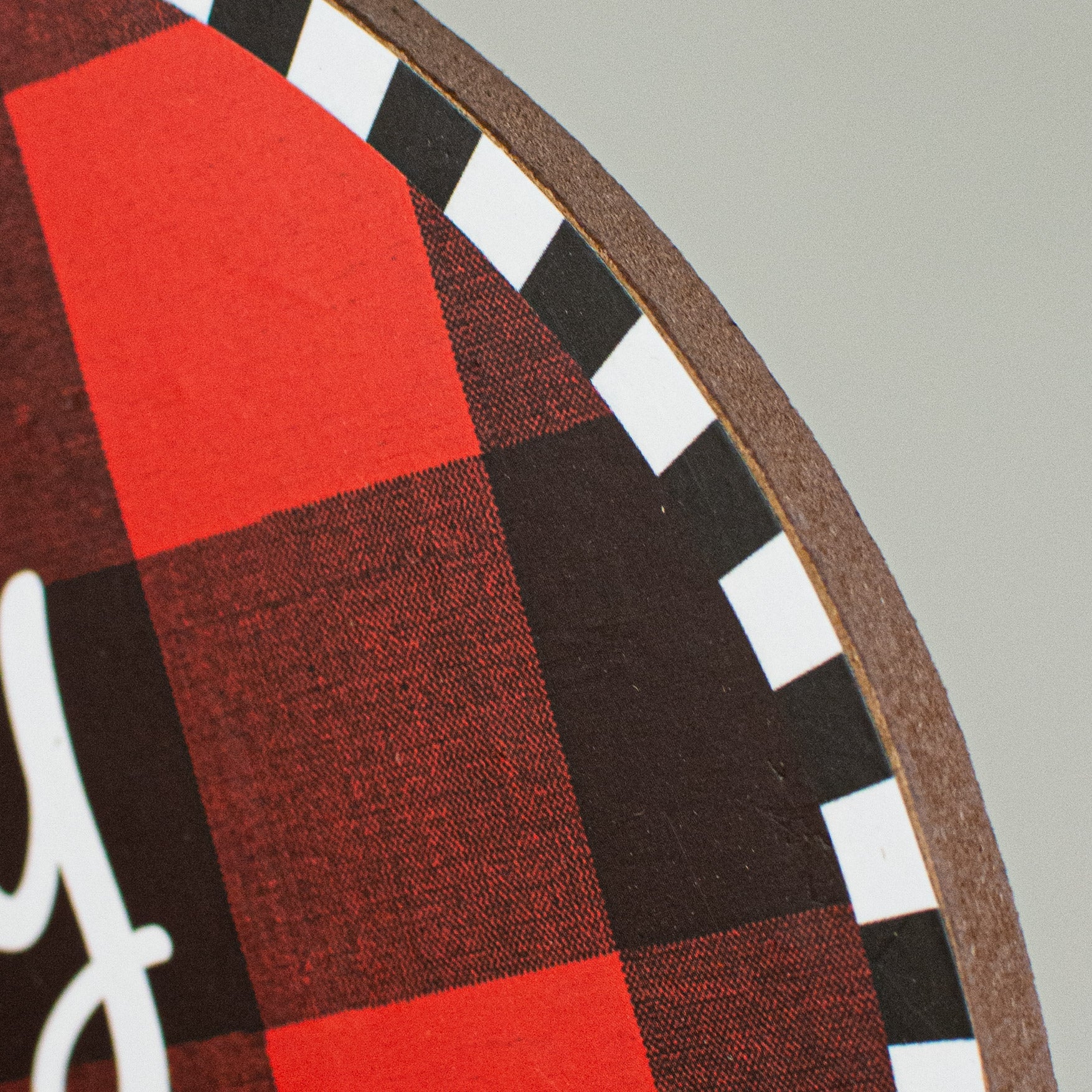 12" Wooden Ornament Sign: Buffalo Plaid Merry Christmas detail photo 3