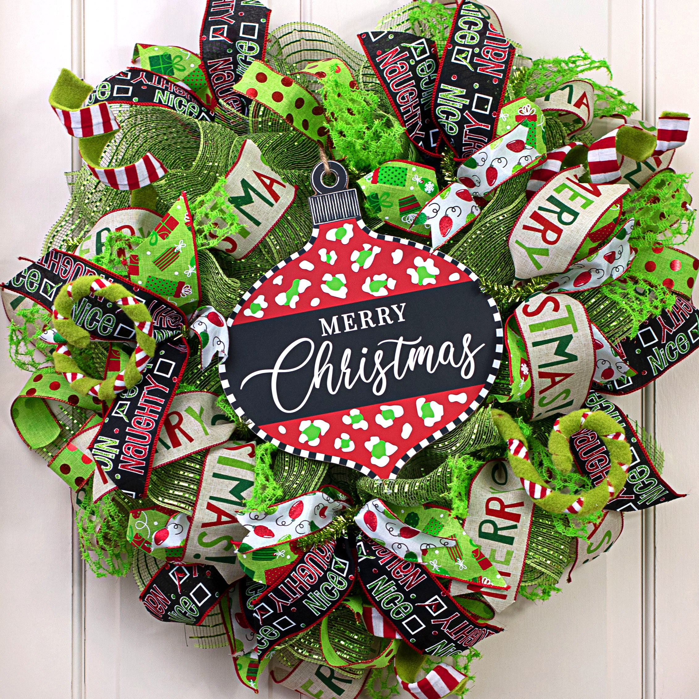12" Wooden Ornament Sign: Holiday Leopard Merry Christmas Lifestyle Photo