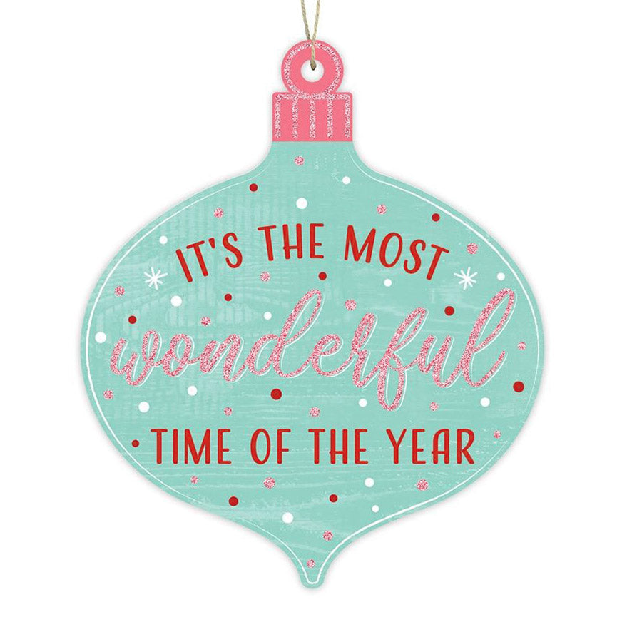 12" Wooden Ornament Sign: Mint Most Wonderful Time of Year Item Number: AP895958