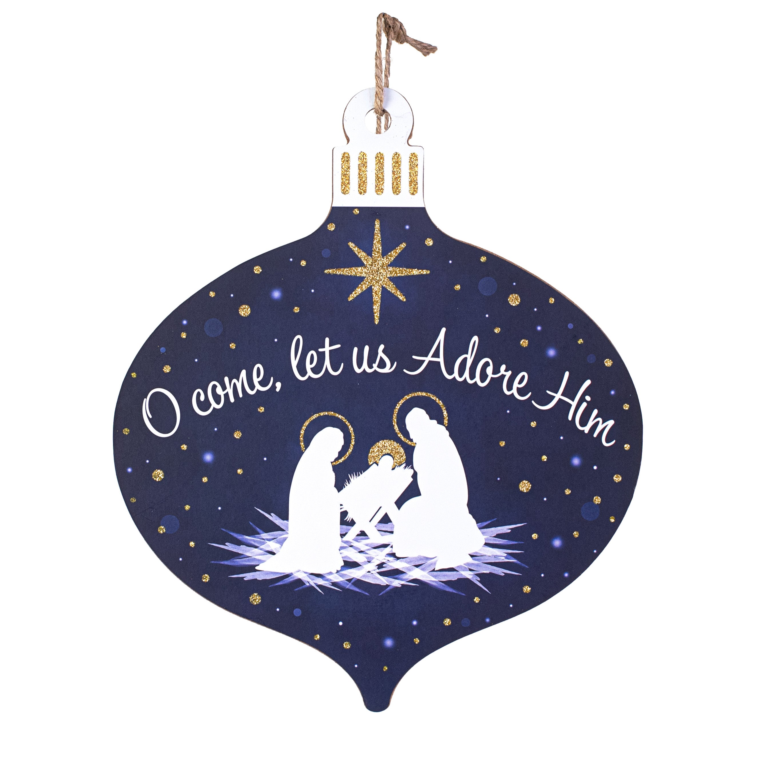 12" Wooden Ornament Sign: Navy Let Us Adore Him Item Number: AP7802