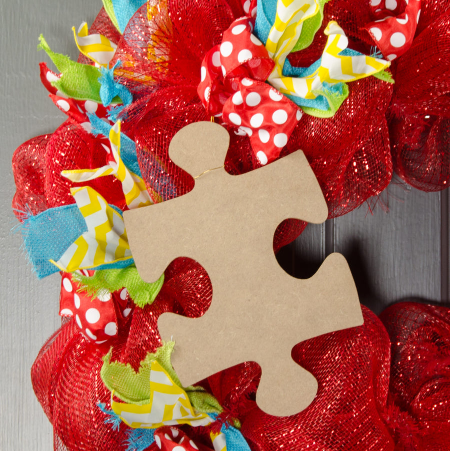 10" Wooden Puzzle Piece Decoration: Natural Lifestyle Photo
