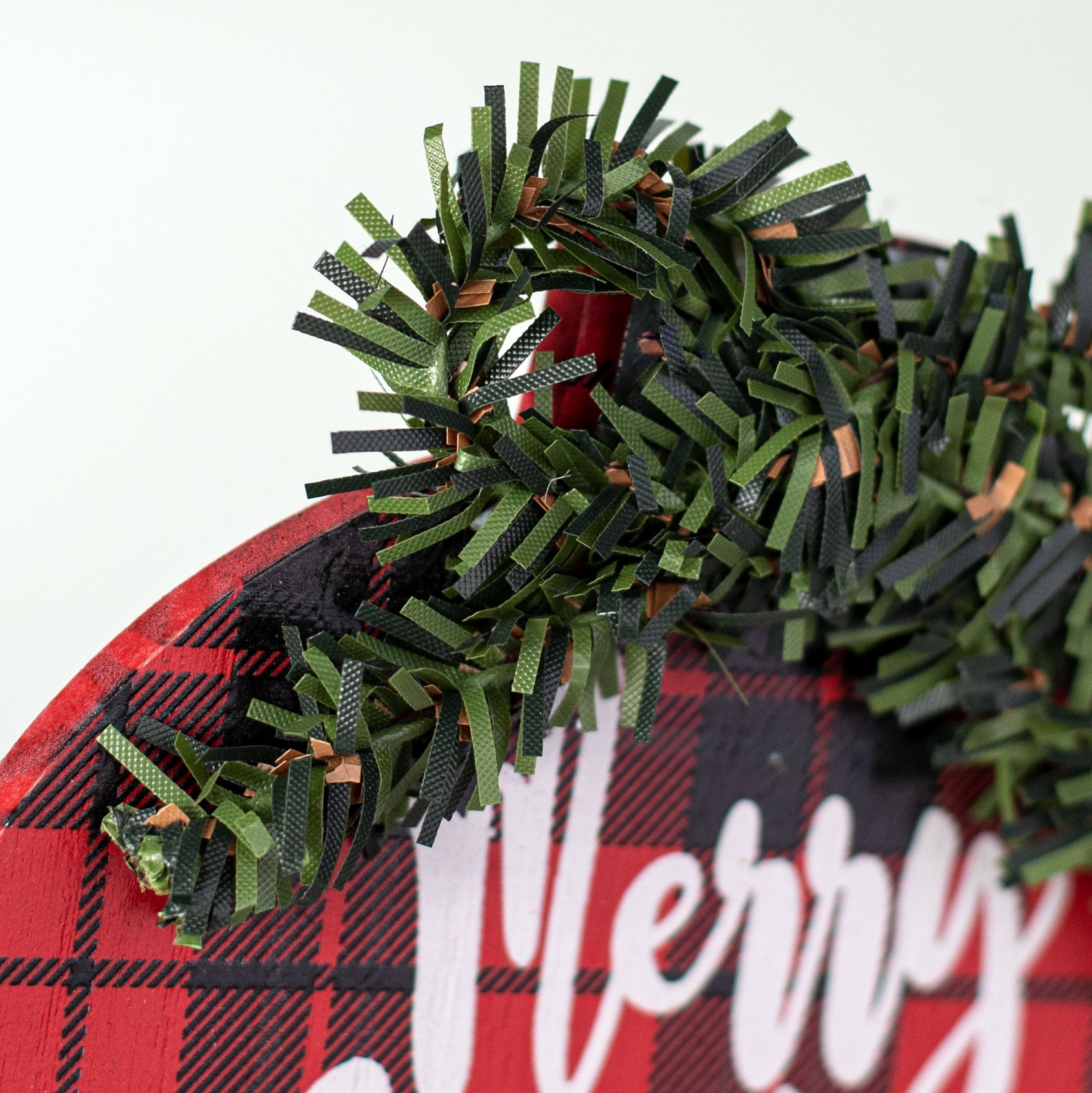 6" Wooden Round Ornament: Merry Christmas Buffalo detail photo 3