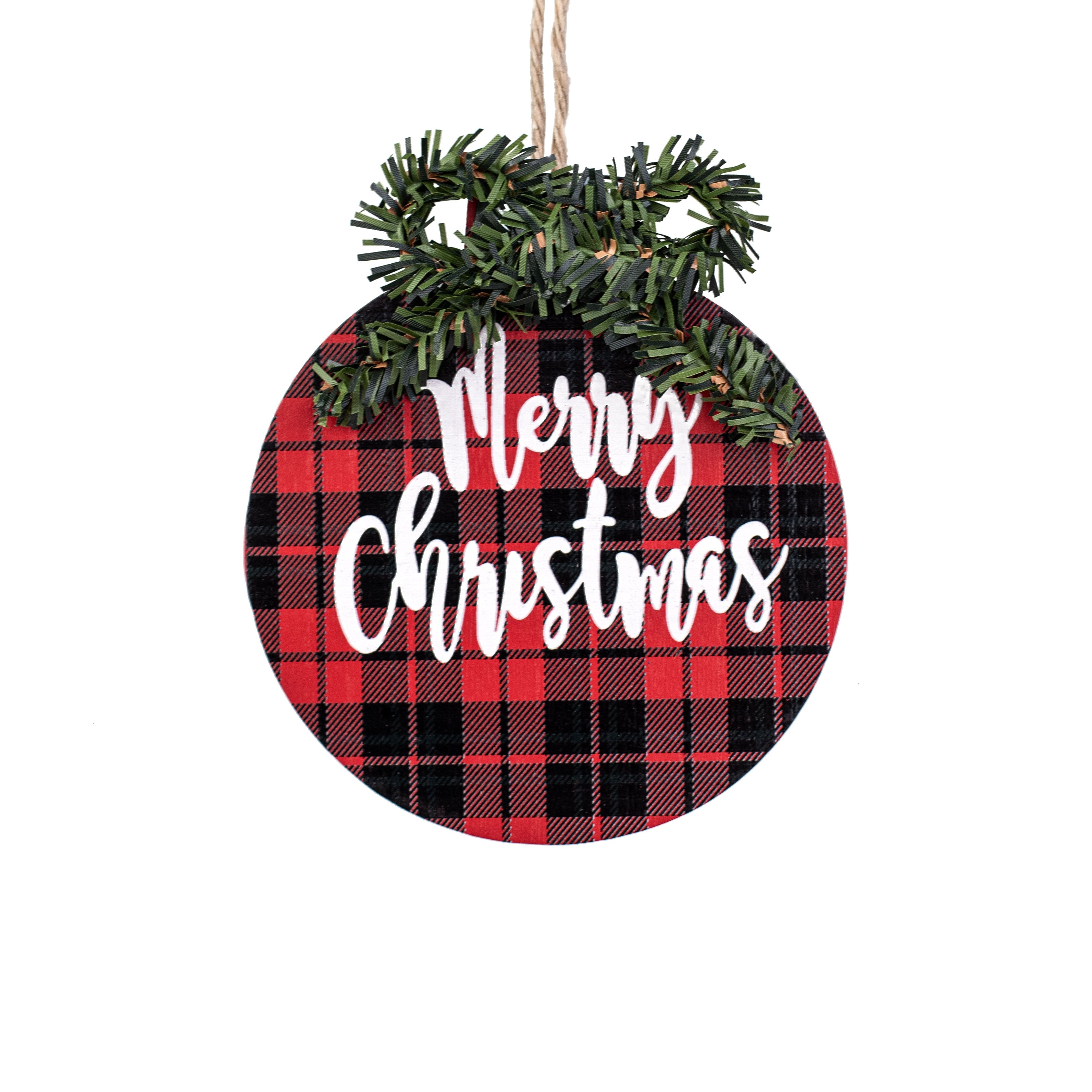 6" Wooden Round Ornament: Merry Christmas Buffalo Item Number: 85028BUFFALO