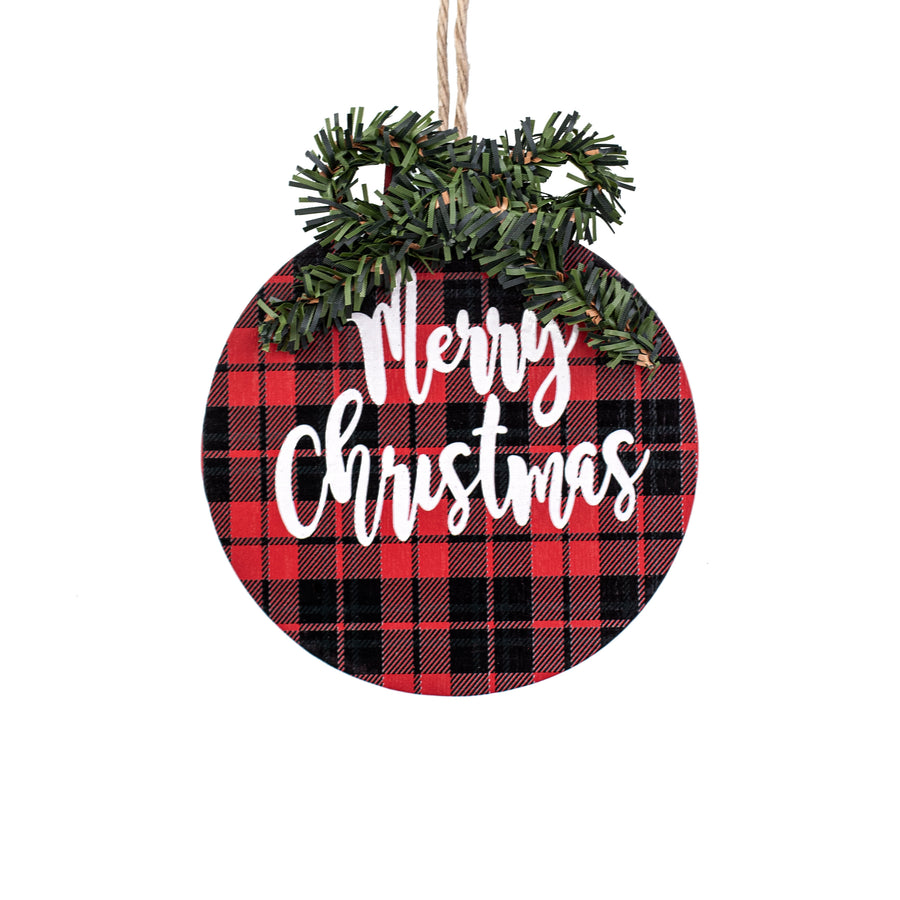 6" Wooden Round Ornament: Merry Christmas Buffalo Item Number: 85028BUFFALO