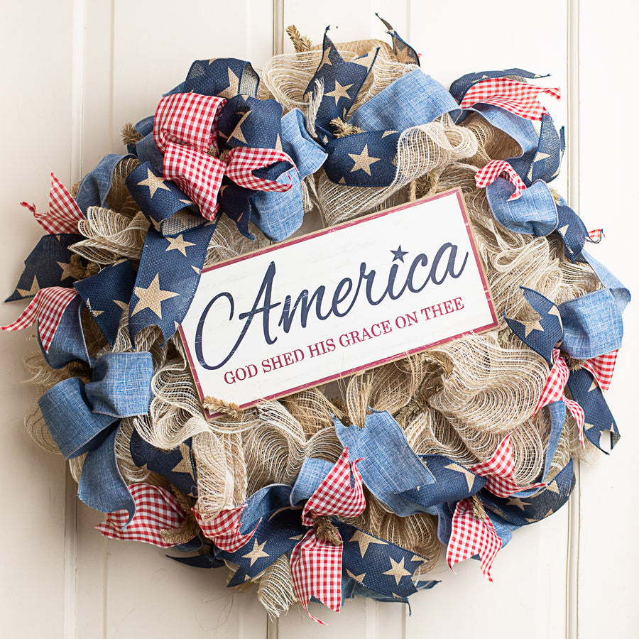 12" Wooden Sign: America God Shed Grace Lifestyle Photo