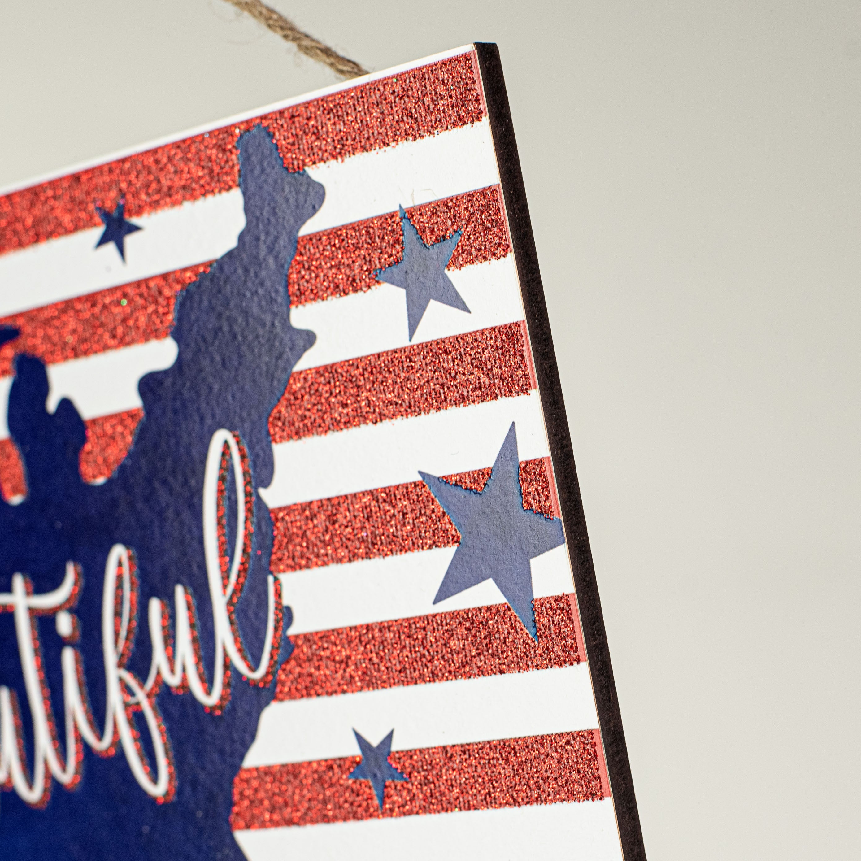 12" Wooden Sign: America the Beautiful detail photo 3