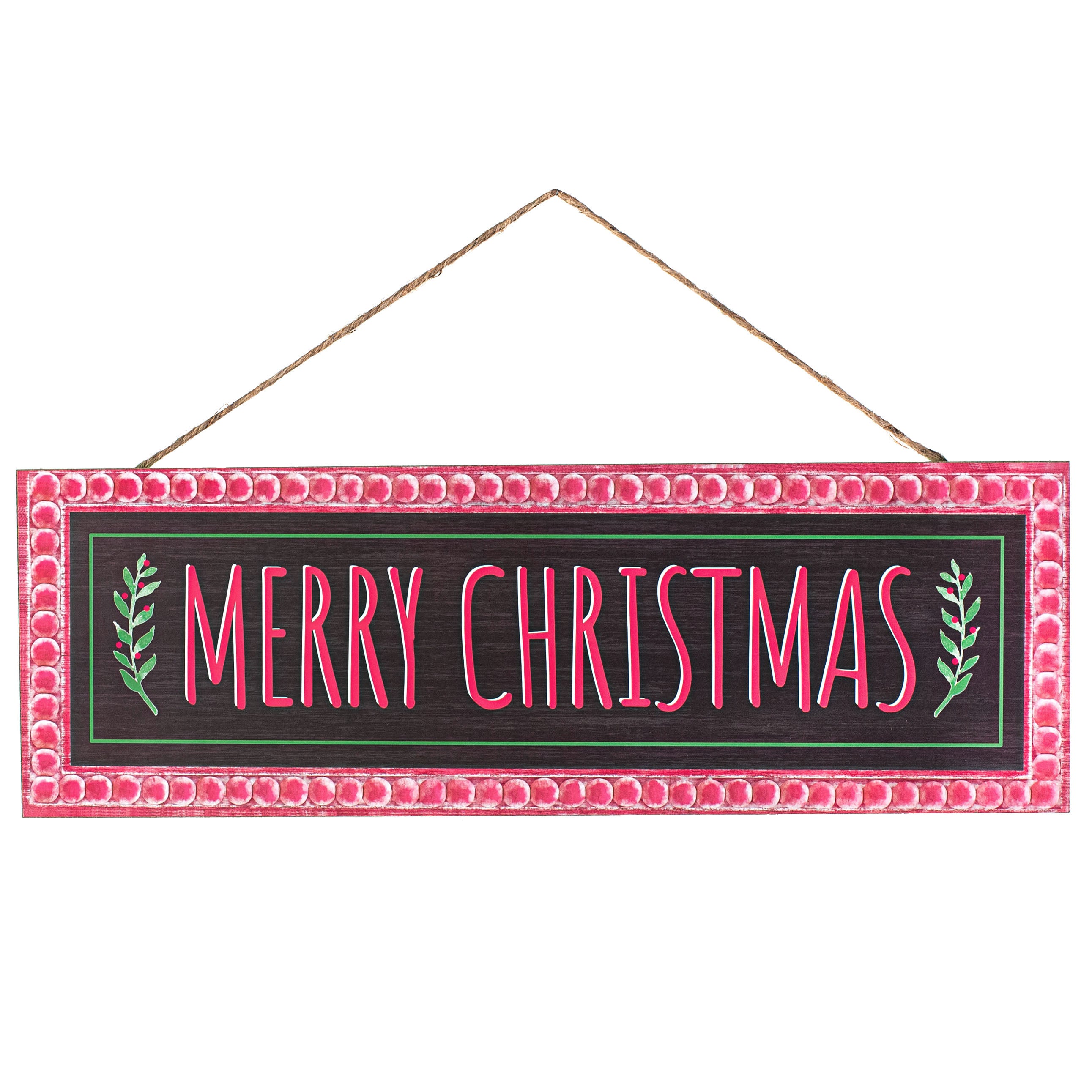 15" Wooden Sign: Bead Edge Merry Christmas Item Number: AP7243