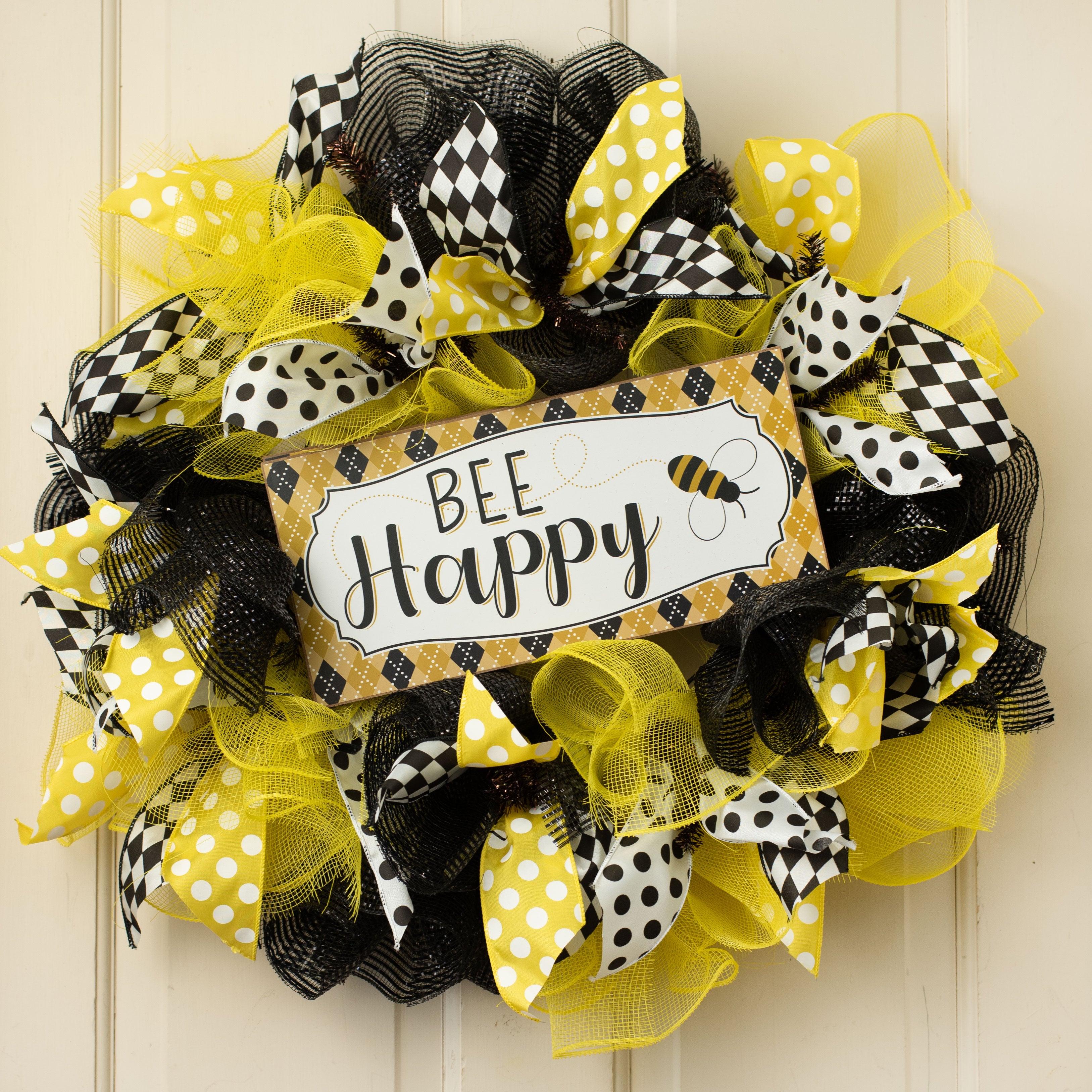 12" Wooden Sign: Bee Happy Lifestyle Photo