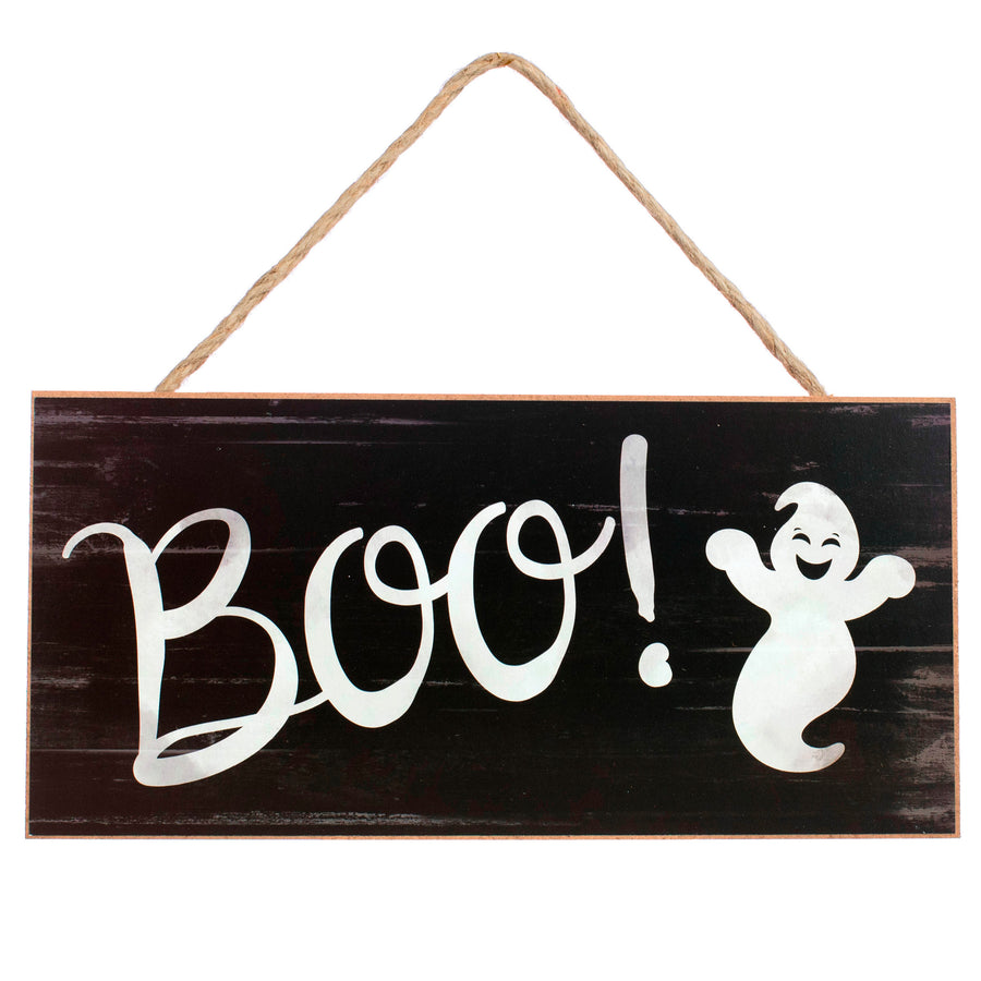 12" Wooden Sign: Black Boo Ghost Item Number: AP8156