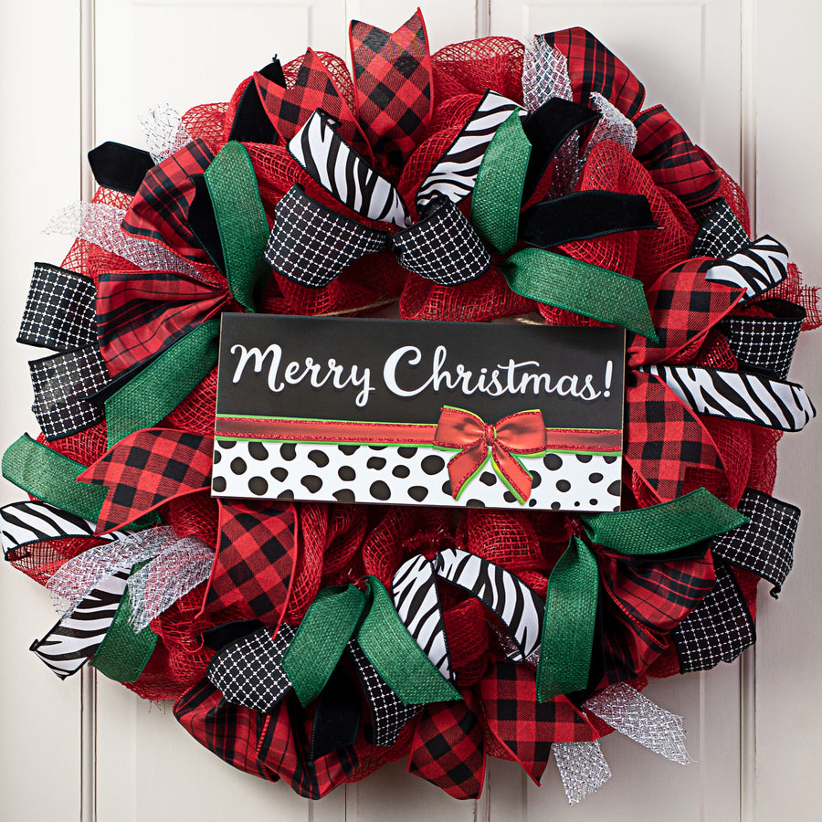 12" Wooden Sign: Cheetah Leopard Merry Christmas Lifestyle Photo