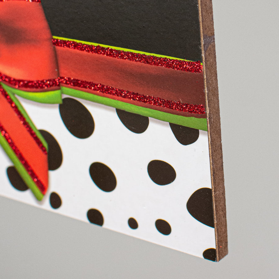 12" Wooden Sign: Cheetah Leopard Merry Christmas detail photo 3