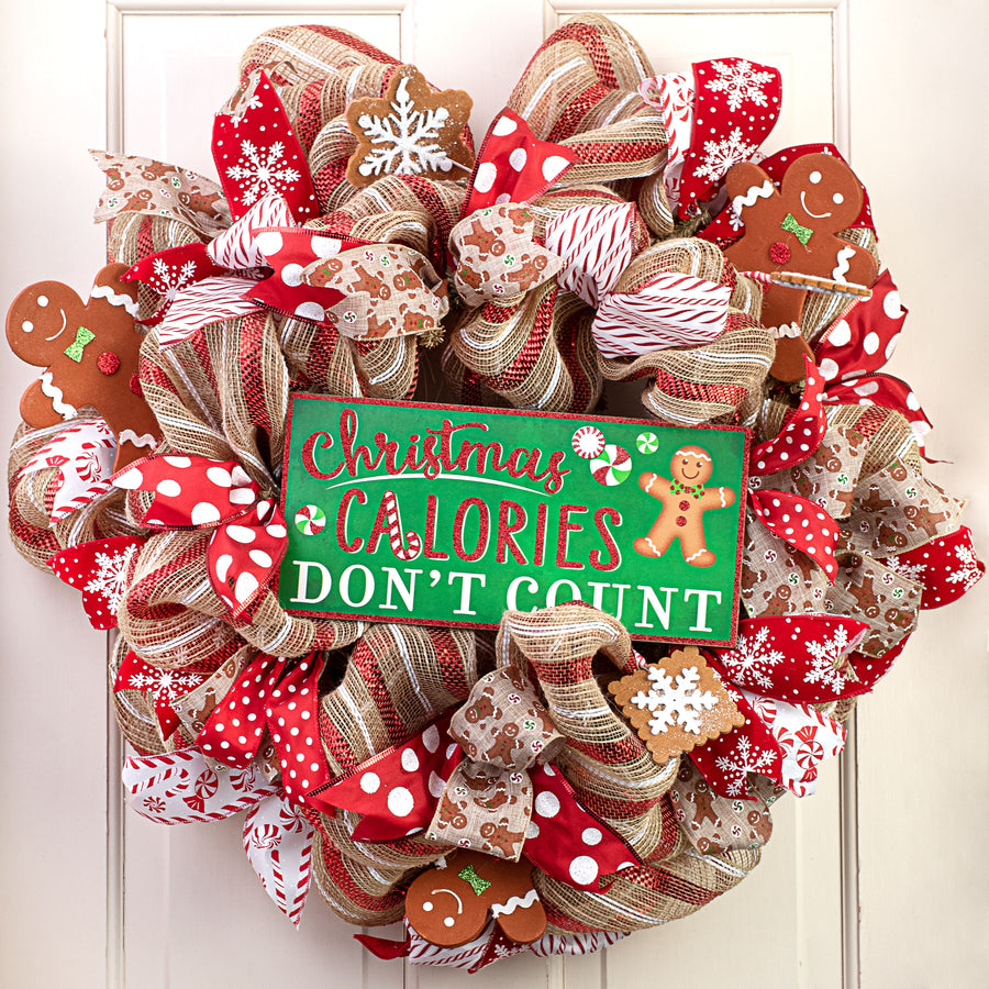 12" Wooden Sign: Christmas Calories Gingerbread Lifestyle Photo