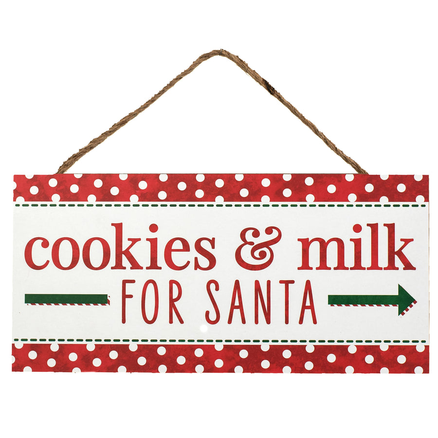 12" Wooden Sign: Cookies & Milk For Santa Item Number: AP7025