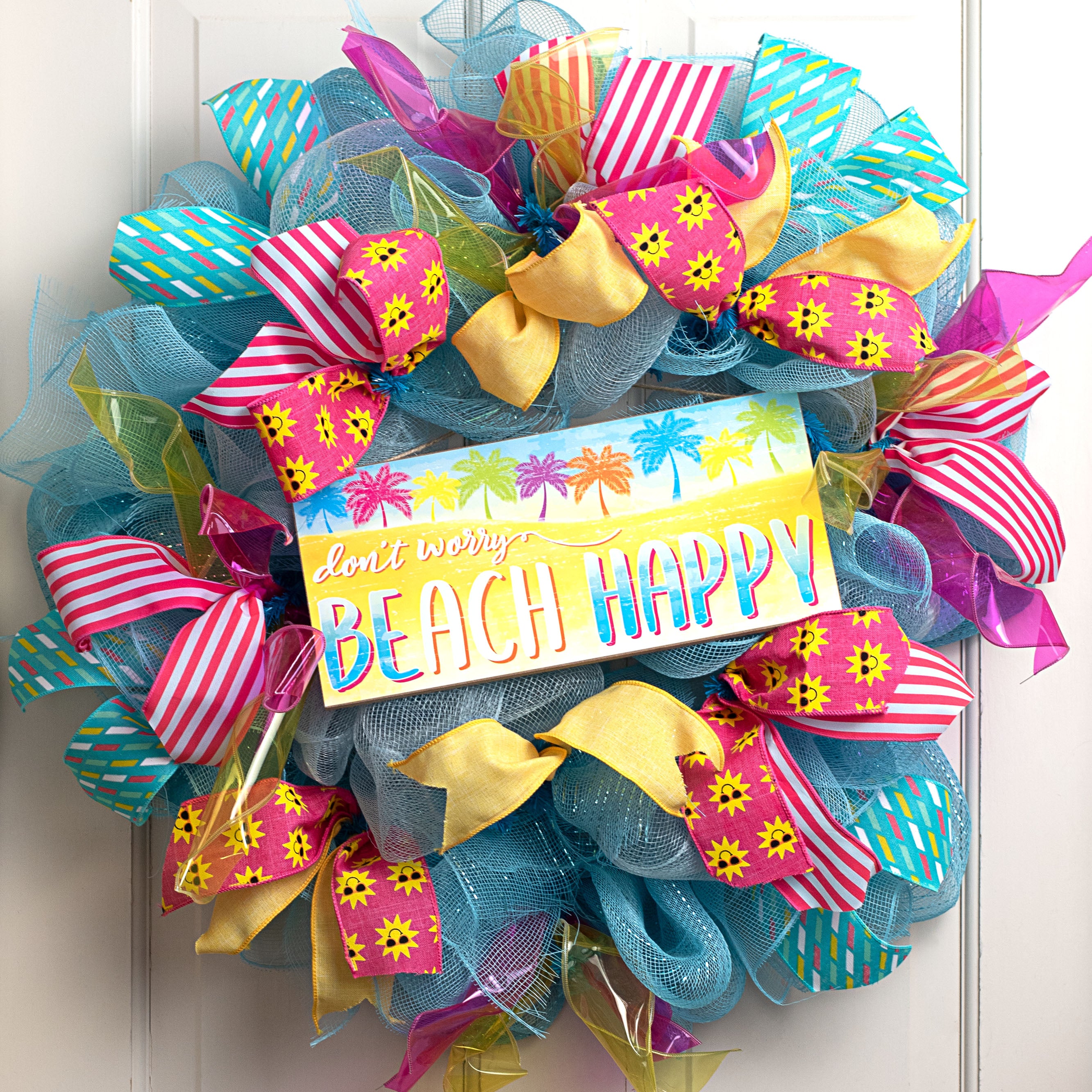 12" Wooden Sign: Don't Worry Beach Happy Lifestyle Photo
