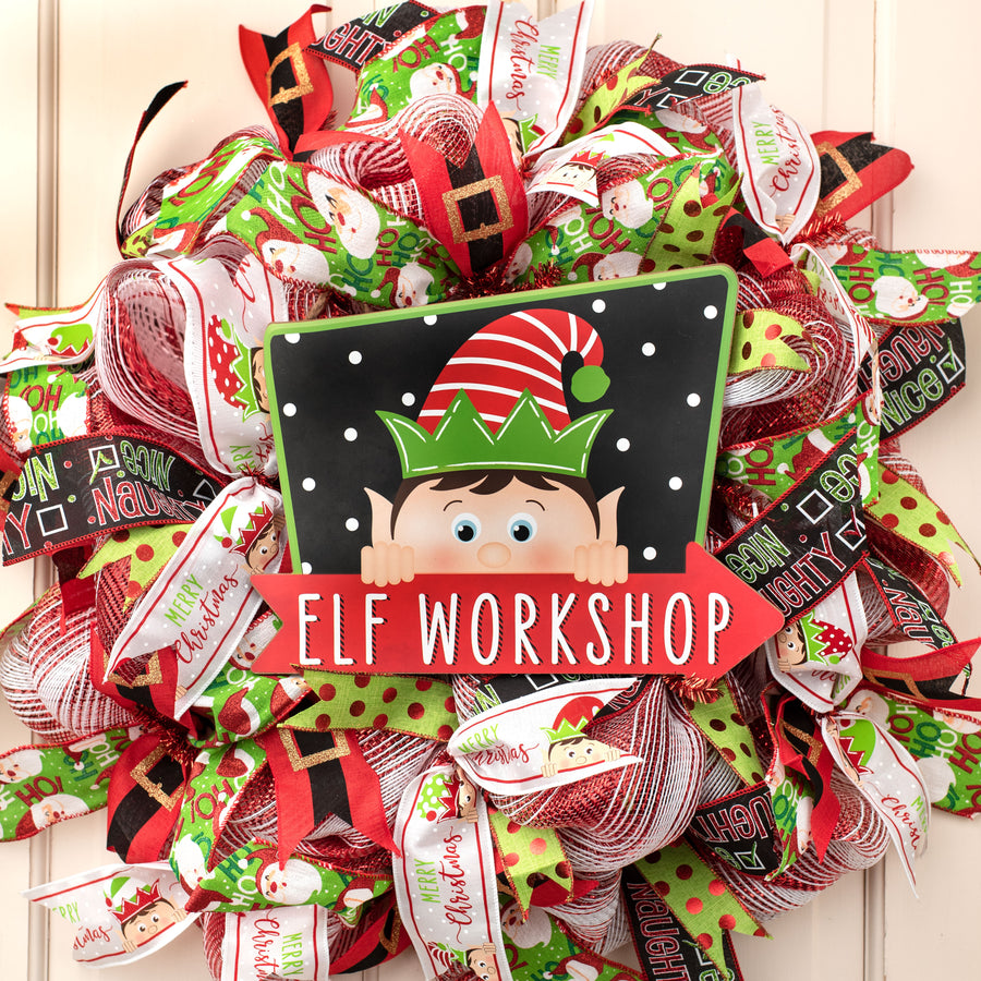 12" Wooden Sign: Elf Workshop Arrow Lifestyle Photo