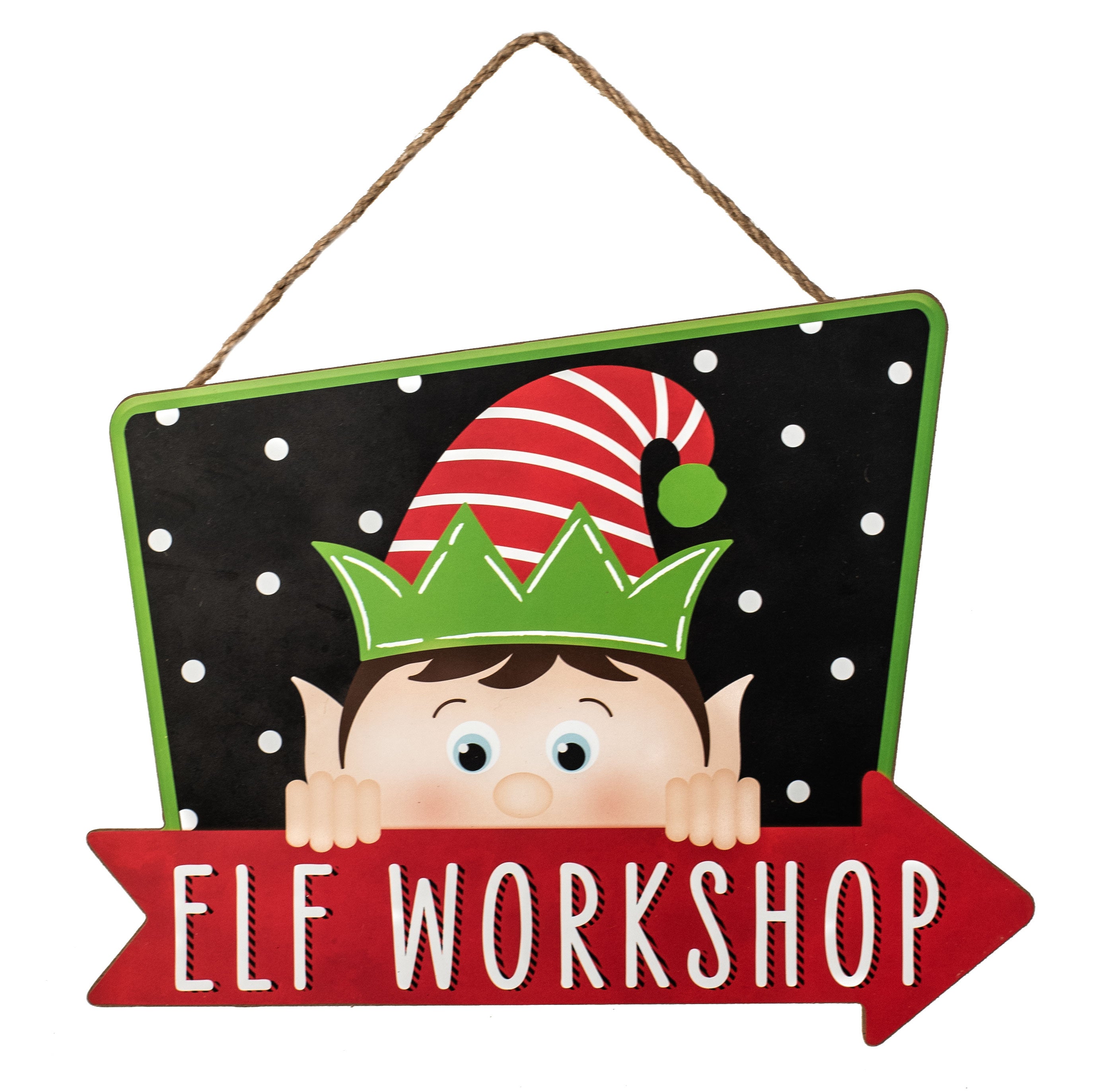 12" Wooden Sign: Elf Workshop Arrow Item Number: AP7011