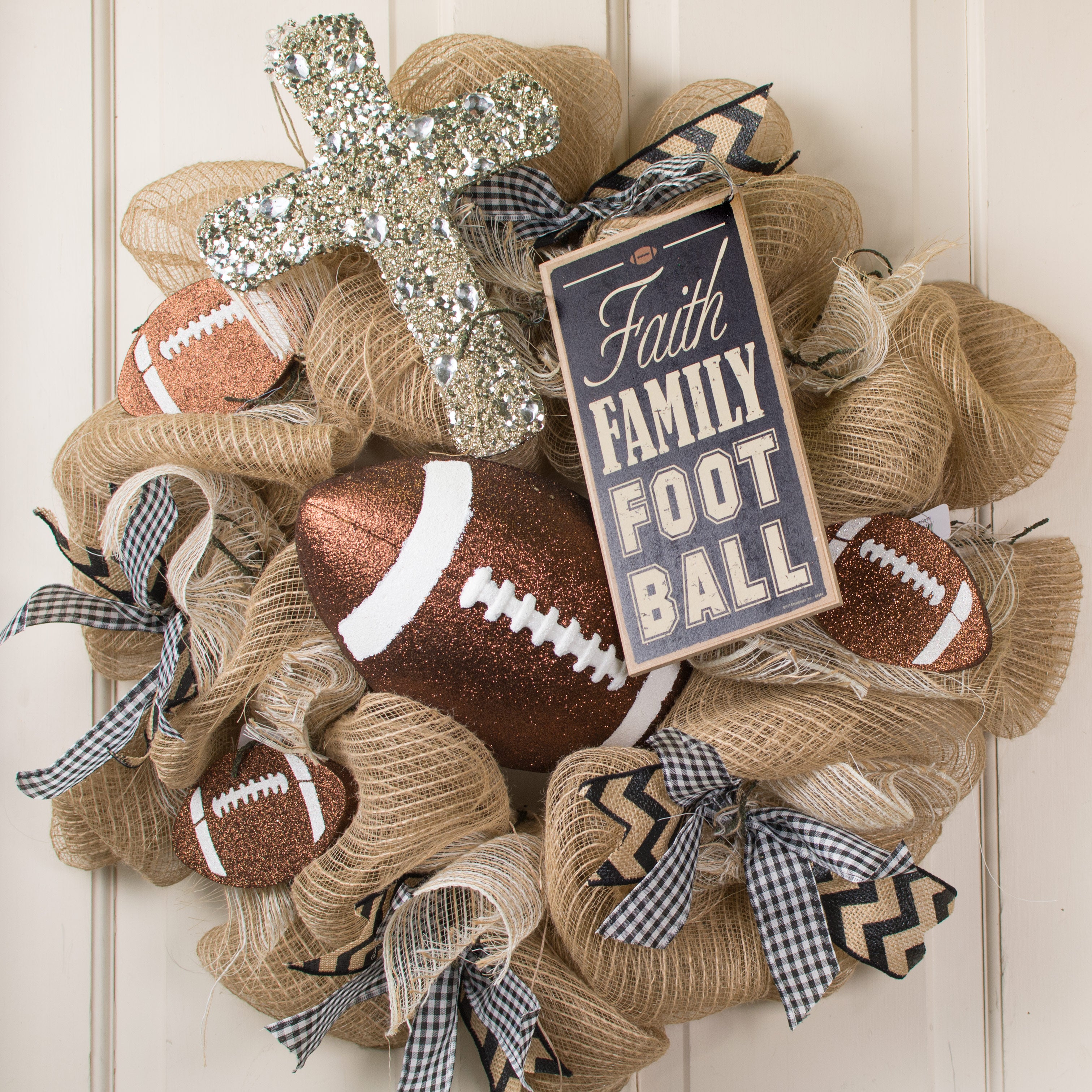 10" Wooden Sign: Faith Family Football Lifestyle Photo