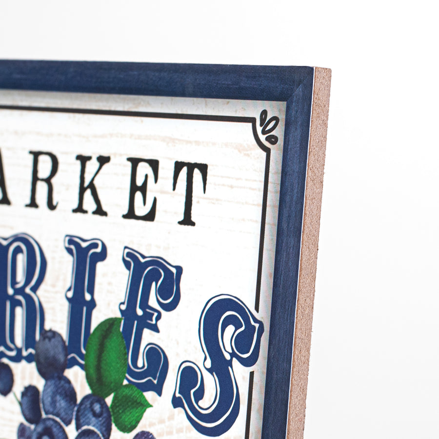 12" Wooden Sign: Farmers Market Blueberries detail photo 3