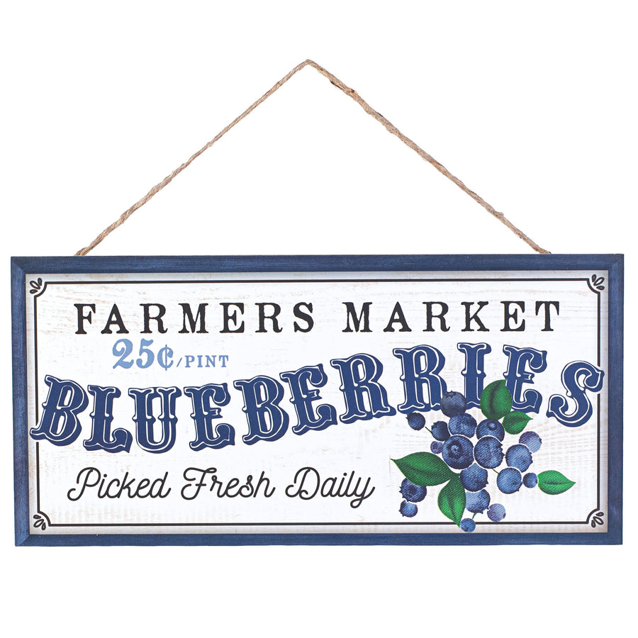 12" Wooden Sign: Farmers Market Blueberries Item Number: AP7197