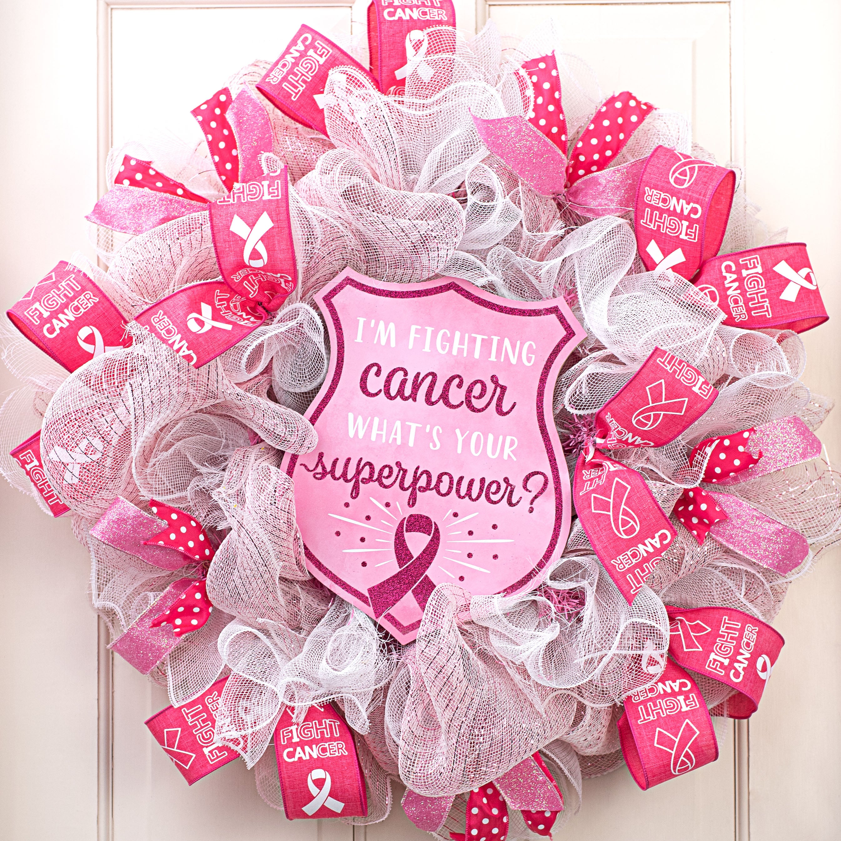 12" Wooden Sign: Fighting Cancer Badge Lifestyle Photo