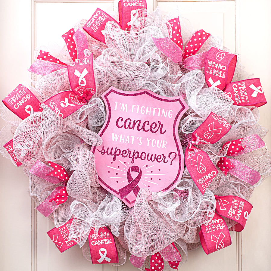 12" Wooden Sign: Fighting Cancer Badge Lifestyle Photo