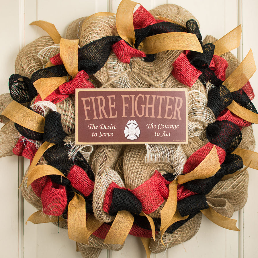 10" Wooden Sign: Fire Fighter Courage Lifestyle Photo