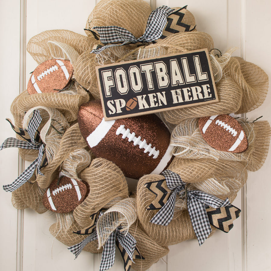 10" Wooden Sign: Football Spoken Here Lifestyle Photo