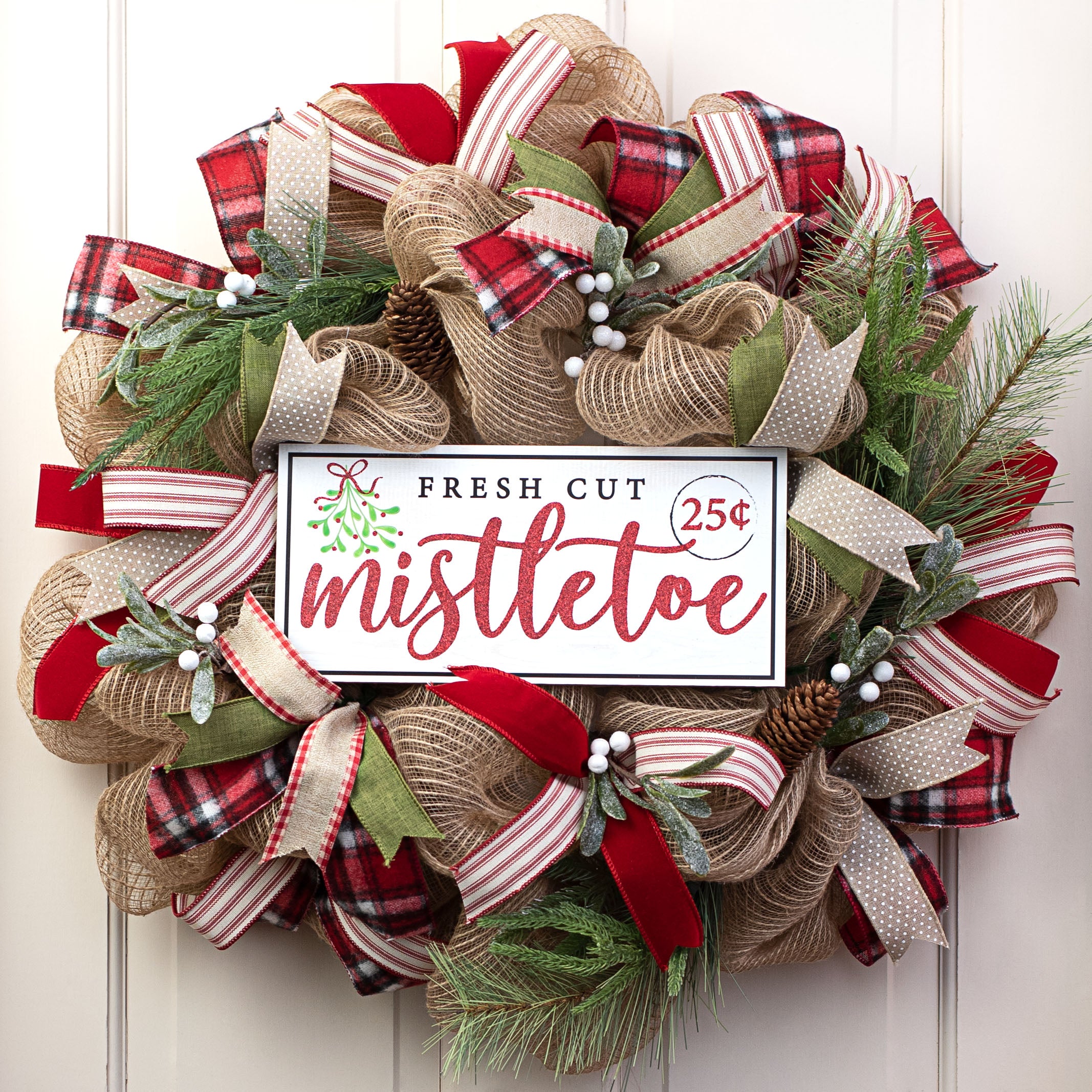 12" Wooden Sign: Fresh Cut Mistletoe Lifestyle Photo