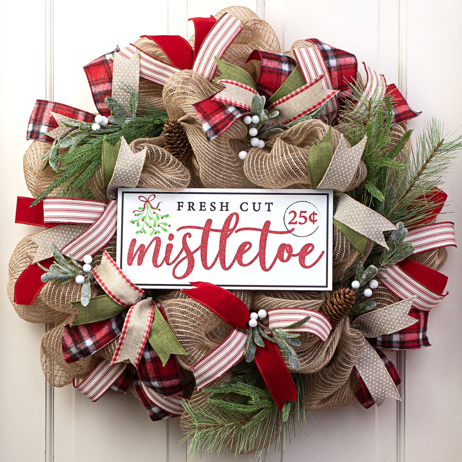 12" Wooden Sign: Fresh Cut Mistletoe Lifestyle Photo