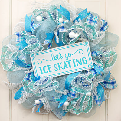12" Wooden Sign: Glitter Ice Skating Lifestyle Photo