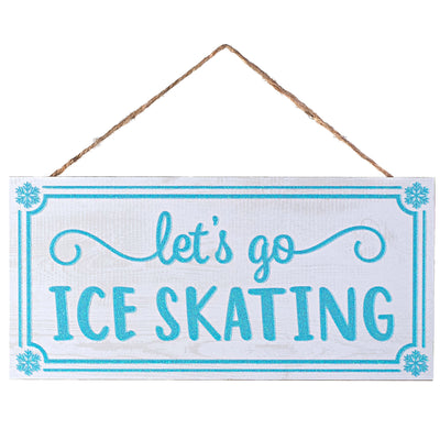 12" Wooden Sign: Glitter Ice Skating Item Number: AP8962