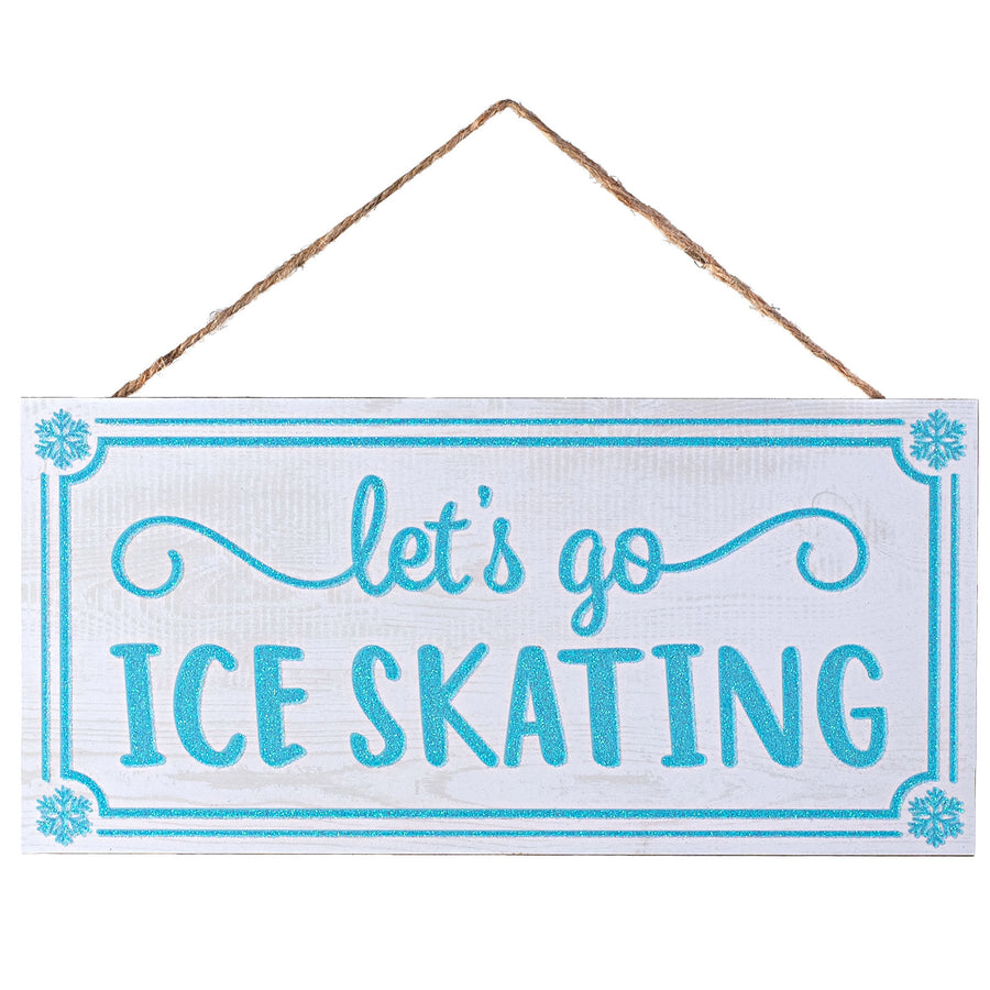 12" Wooden Sign: Glitter Ice Skating Item Number: AP8962