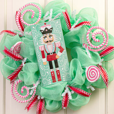 12" Wooden Sign: Glitter Mint Nutcracker Lifestyle Photo