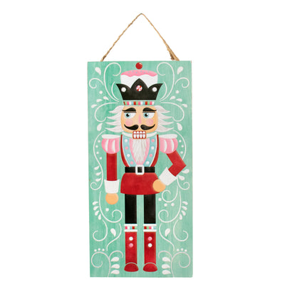 12" Wooden Sign: Glitter Mint Nutcracker Item Number: AP8924